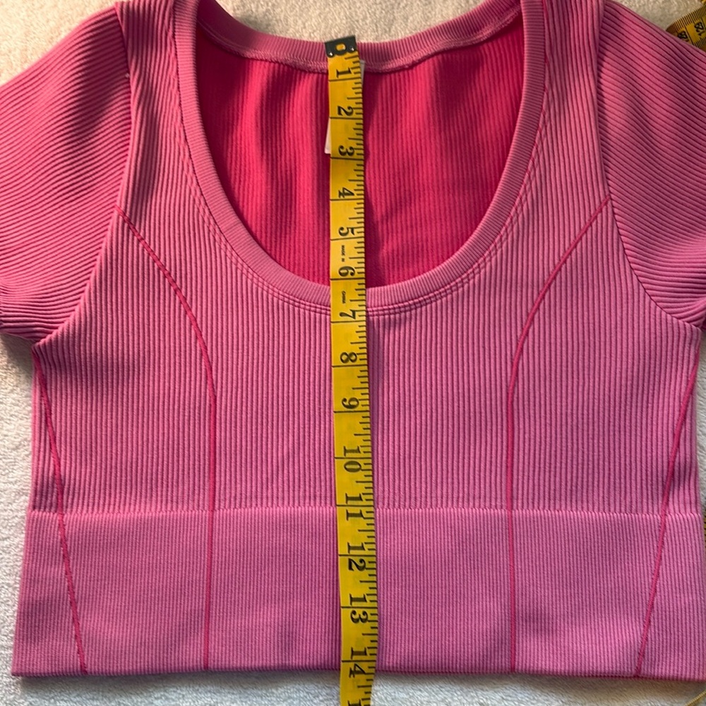 Offline by Aerie AE Women's Crop Athletic Workout Top, Large Pink - Picture 4 of 7